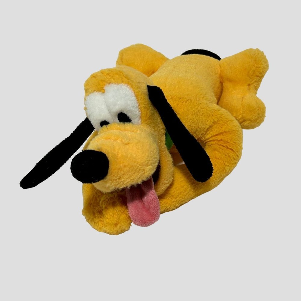 Disney Parks Pluto Dog Plush‎ Toy Soft & Floppy Stuffed Animal Yellow Laying 11"